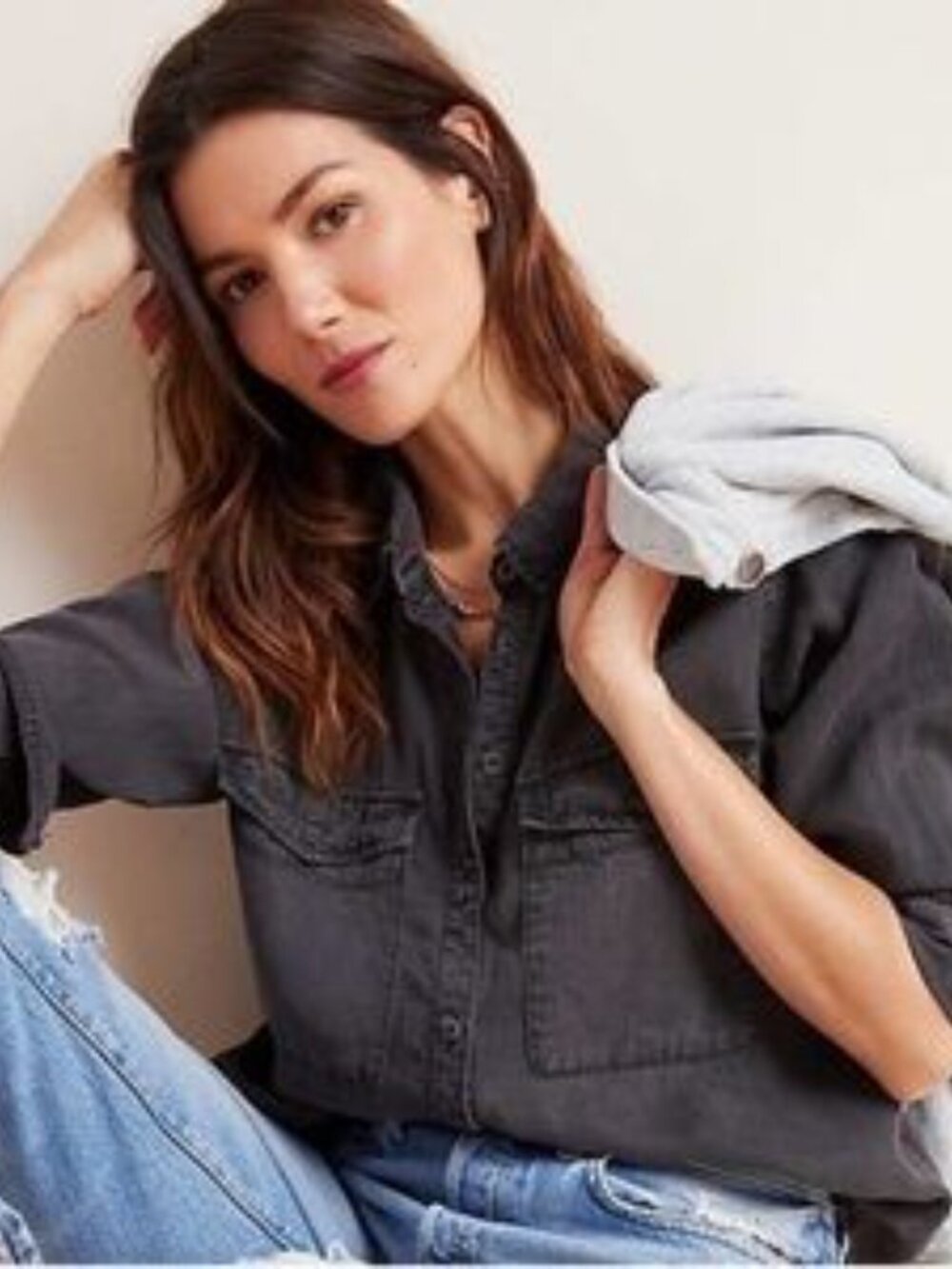Anthropology Pilcro Charcoal Button Down Shirt